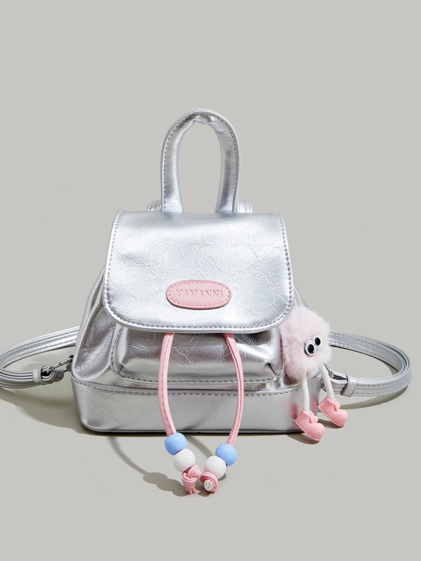 Lightweight Contrast Backpack Bag - Silver 1