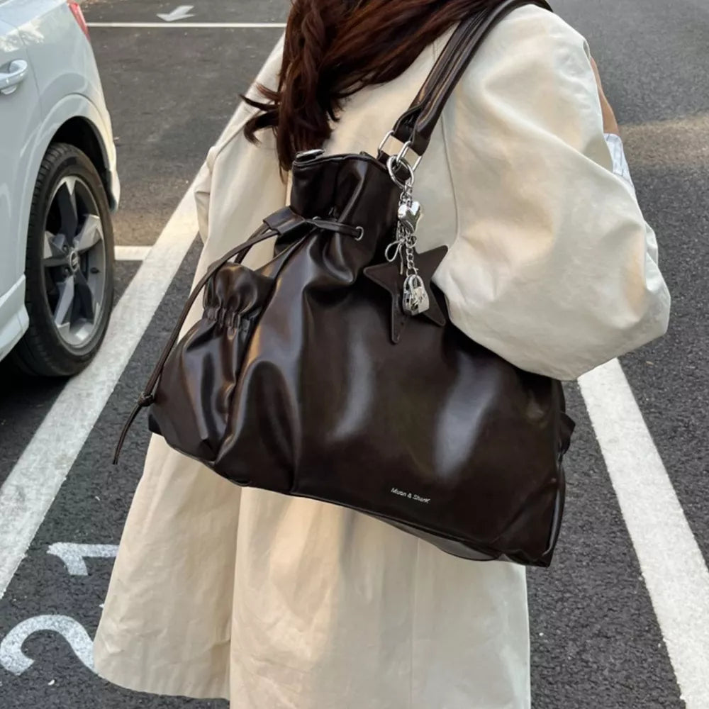 Large Capacity Drawstring Shoulder Bag Handbag