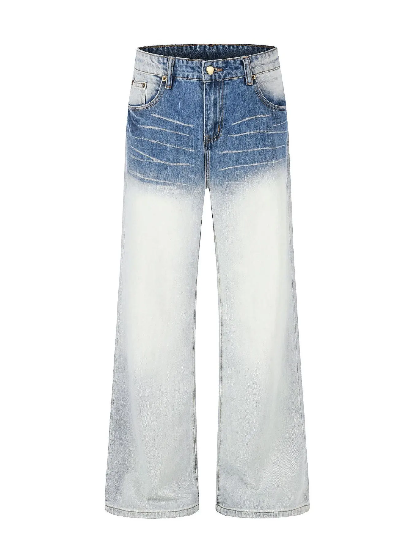 Men's Full Size Washed Wide-Leg Jeans Plus Size - Blue