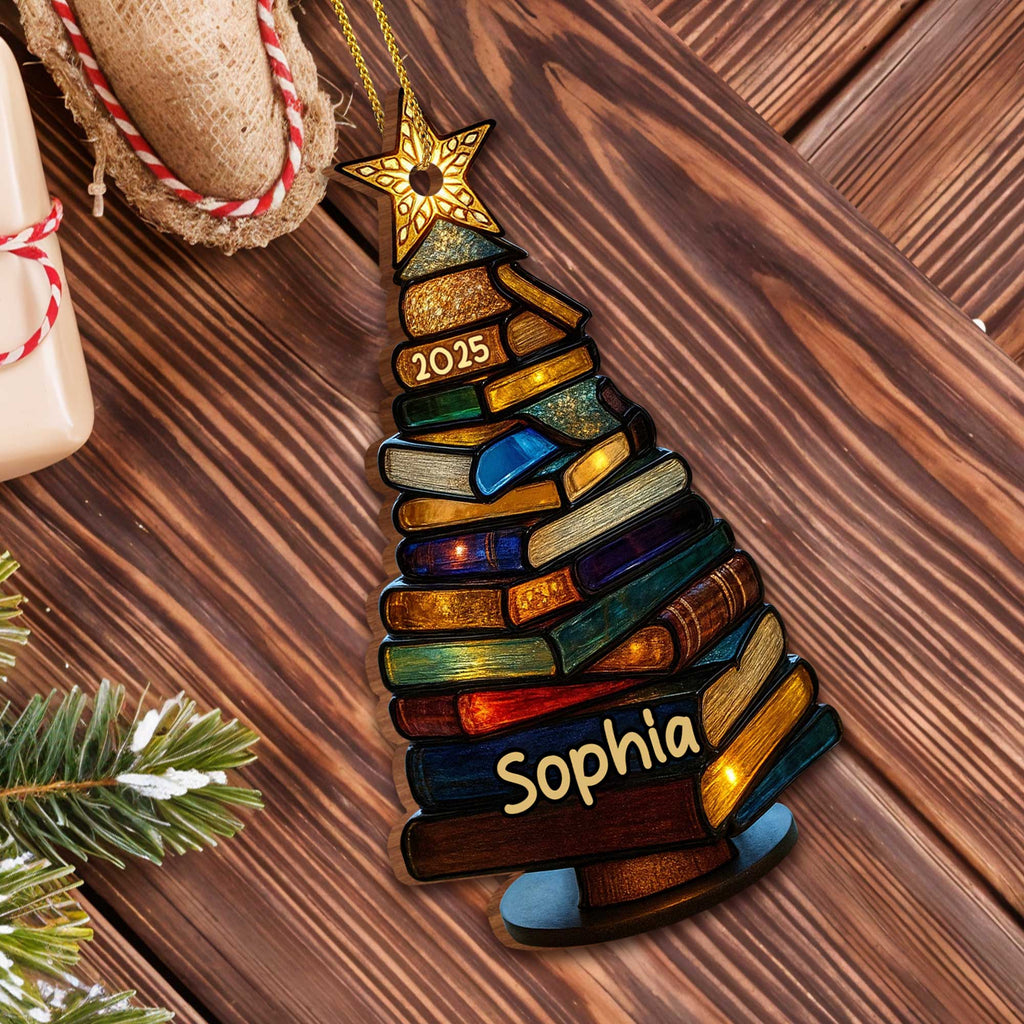Beautiful Tree Ornament With Star - Personalized Custom Wood Ornament, Custom Shaped - BLV007_WDO