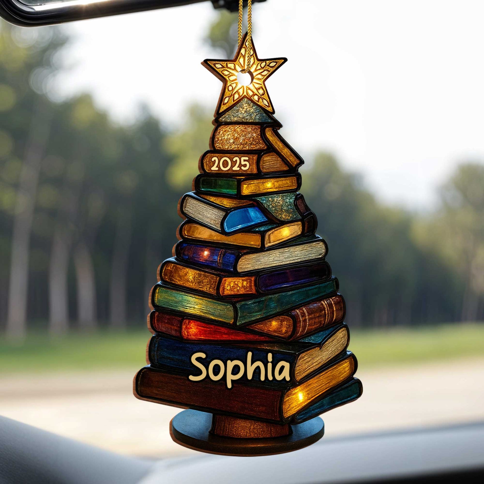 Beautiful Tree Ornament With Star - Personalized Custom Wood Ornament, Custom Shaped - BLV007_WDO