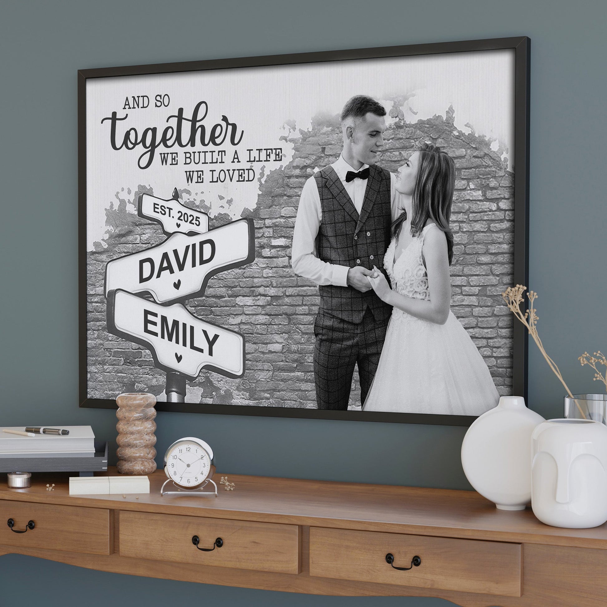 And So Together We Built A Life We Loved, Road Signs Design - Personalized Custom Horizontal Poster - CPL493_HPOS