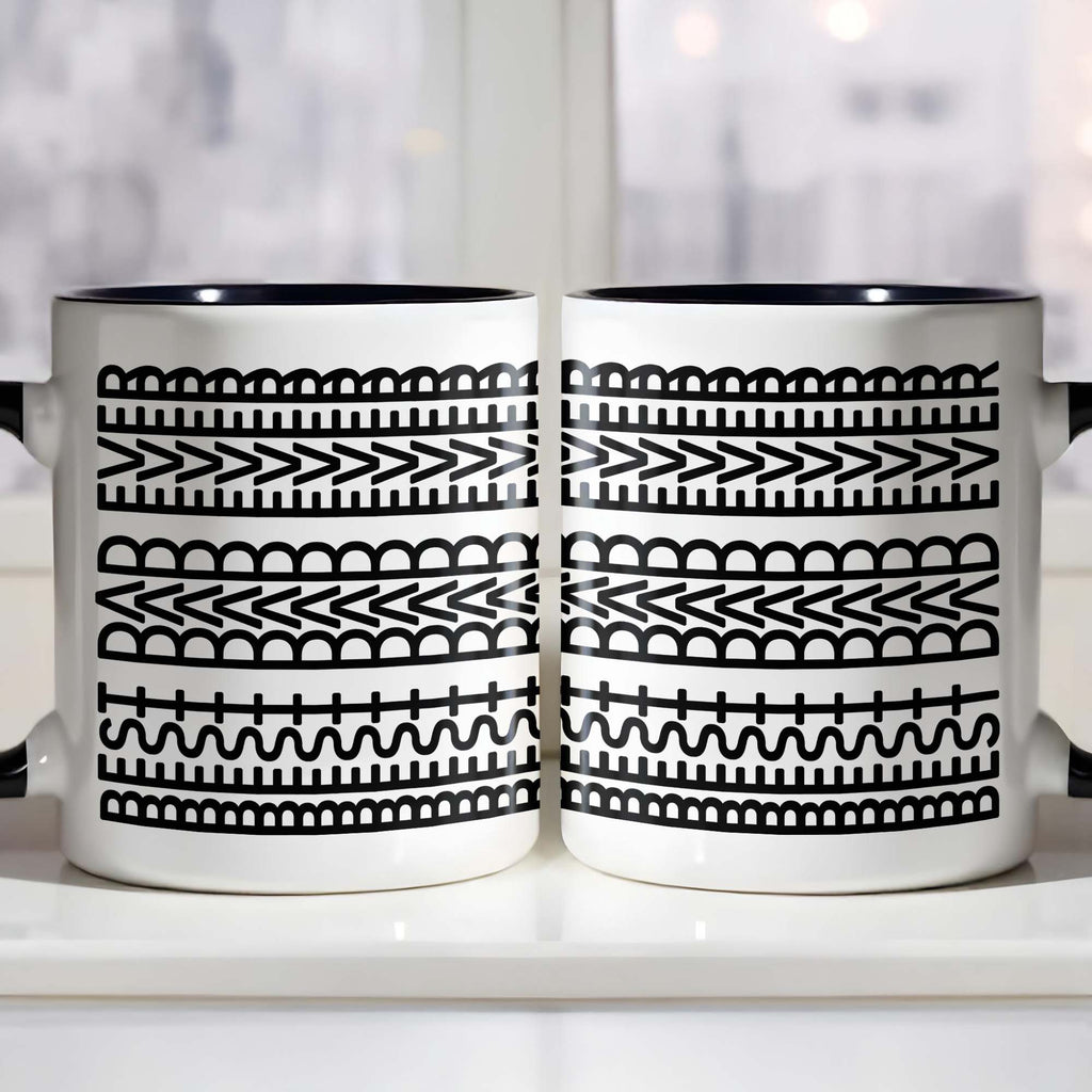 Best Dad Ever With Tribal Patterns - Personalized Custom Accent Mug - DAD213_AMUG