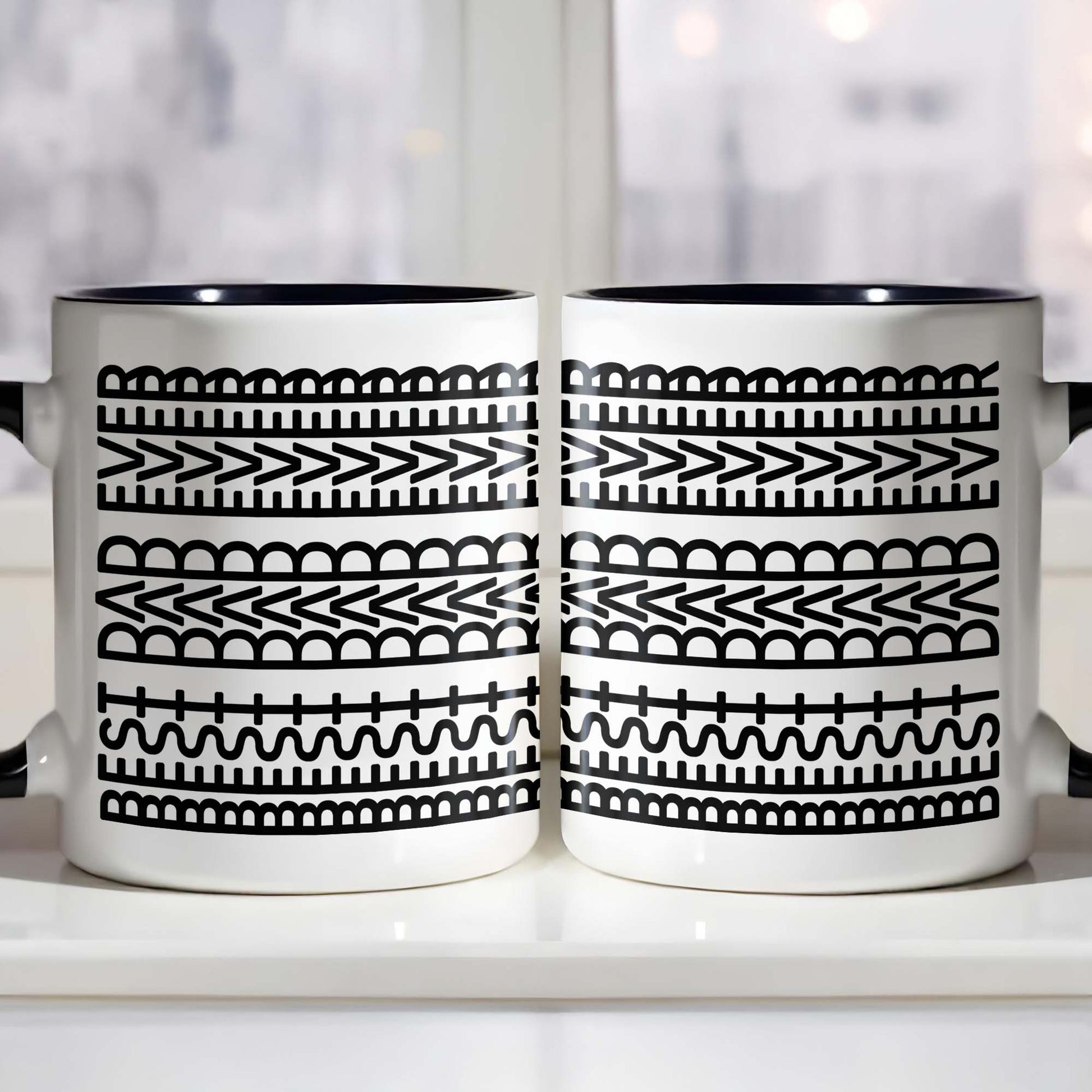 Best Dad Ever With Tribal Patterns - Personalized Custom Accent Mug - DAD213_AMUG