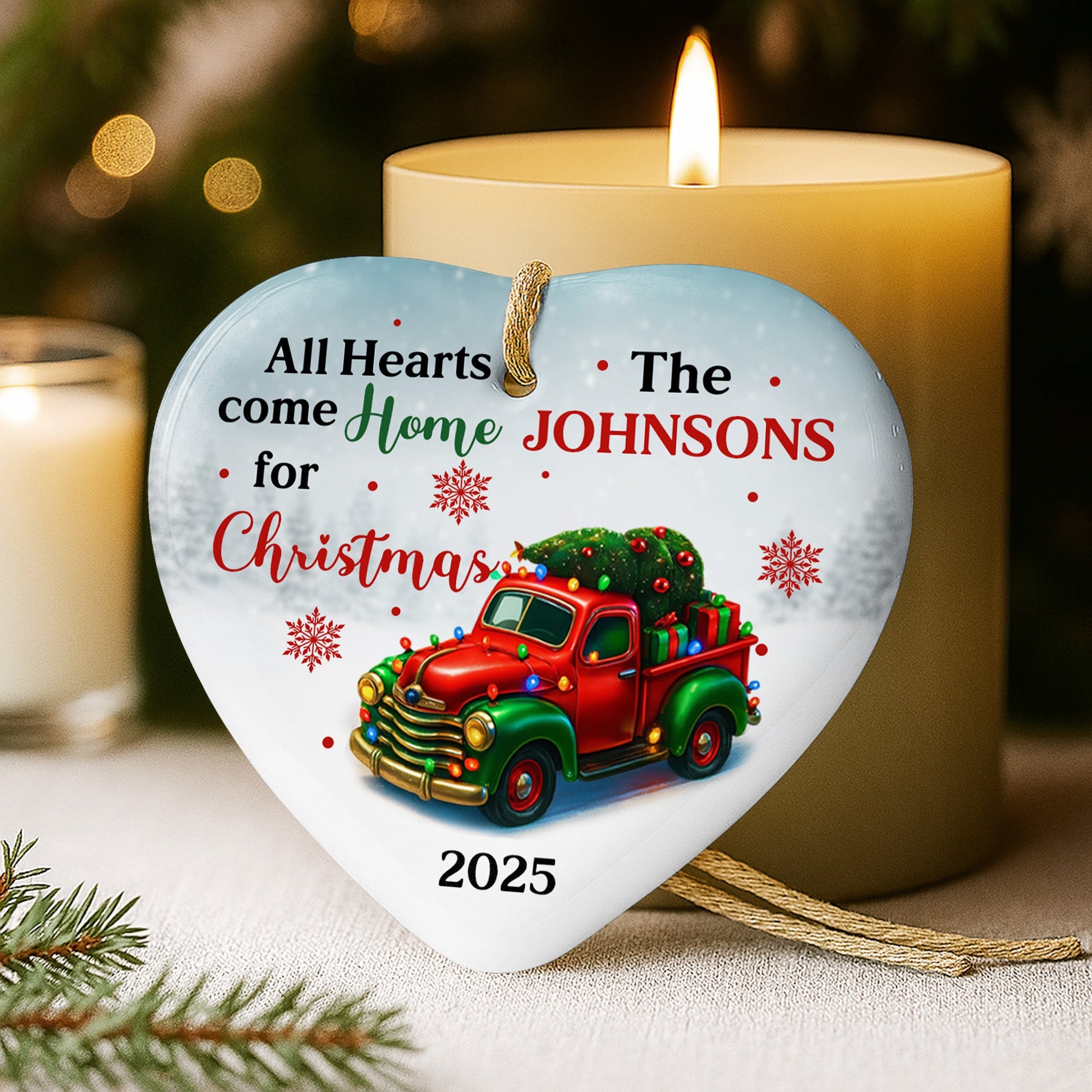 All Hearts Come Home For Christmas Vintage Truck