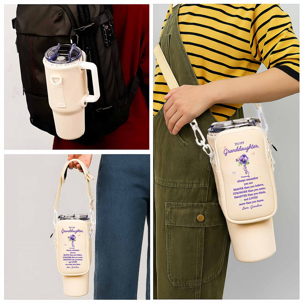 Always Remember You Are Braver, Stronger, Smarter - Personalized Custom Water Bottle Carrier Bag - GDT002_BCB