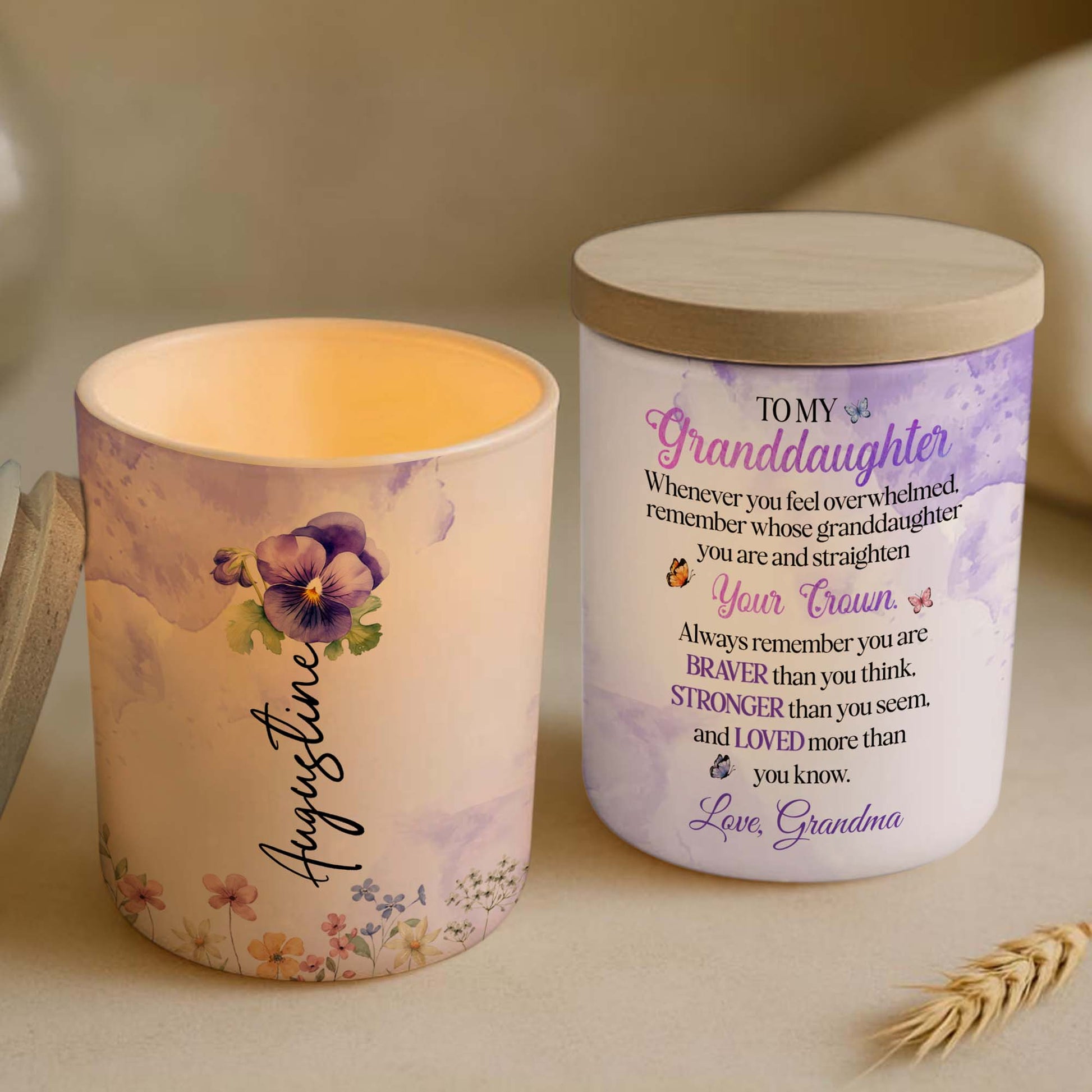 Always Shine Violet Flowers Glass Jar
