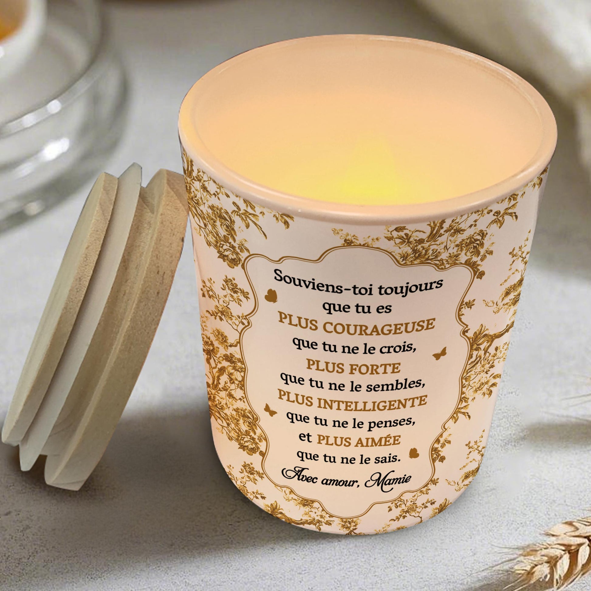 Always Remember You Are Braver, Flowers Design - Personalized Custom Glass Jar With LED - GDT347_LEJAR