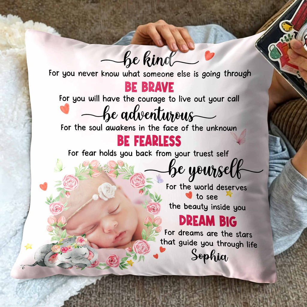 Be Kind Be Brave Dream Big Baby and Elephant Design