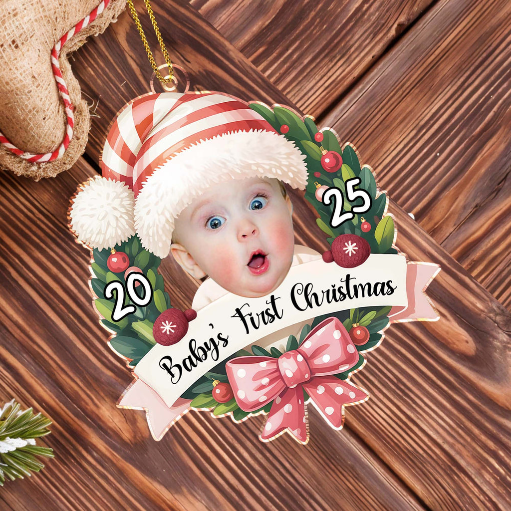 Baby's First Christmas With Festive Hat And Wreath
