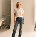 White Cotton Linen Polo Shirt: Minimalist Summer Tee