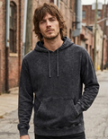 Black Mineral Wash Hoodie Vintage Style Unisex Fleece
