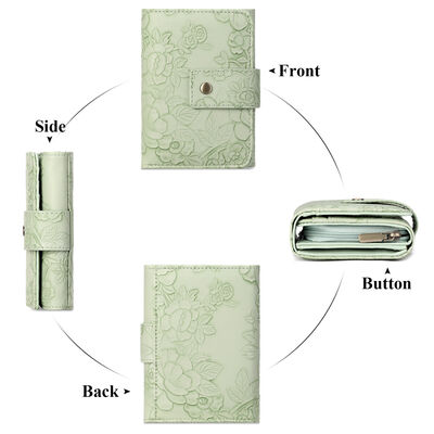 Floral Embossed Leather Wallet