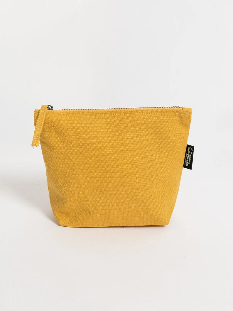 Makeup Bag: Cotton Canvas Zippered Cosmetic Pouch