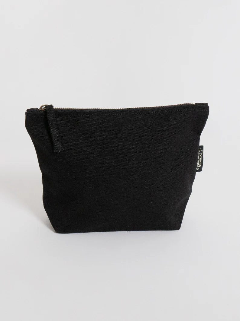 Makeup Bag: Cotton Canvas Zippered Cosmetic Pouch