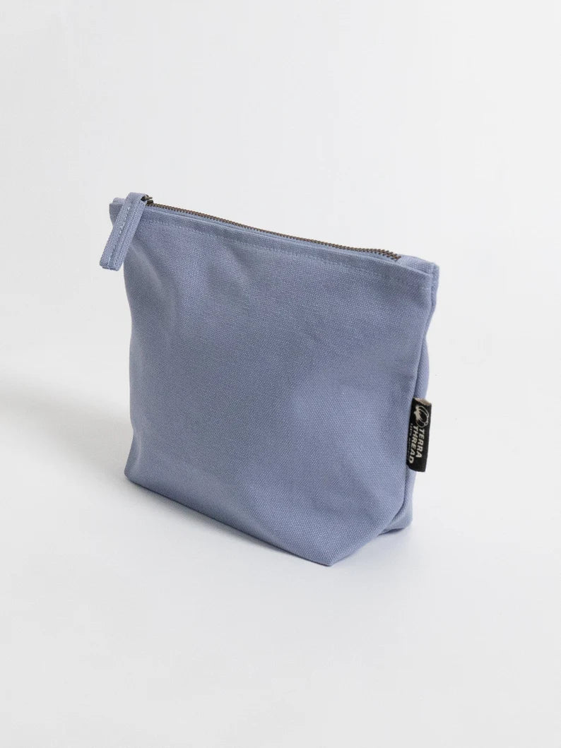 Makeup Bag: Cotton Canvas Zippered Cosmetic Pouch
