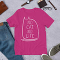 Straight Cut T-Shirt - "No Cat No Life" Kawaii Kitty Graphic Tee & Cute Quirky Gothic Cotton Shirt