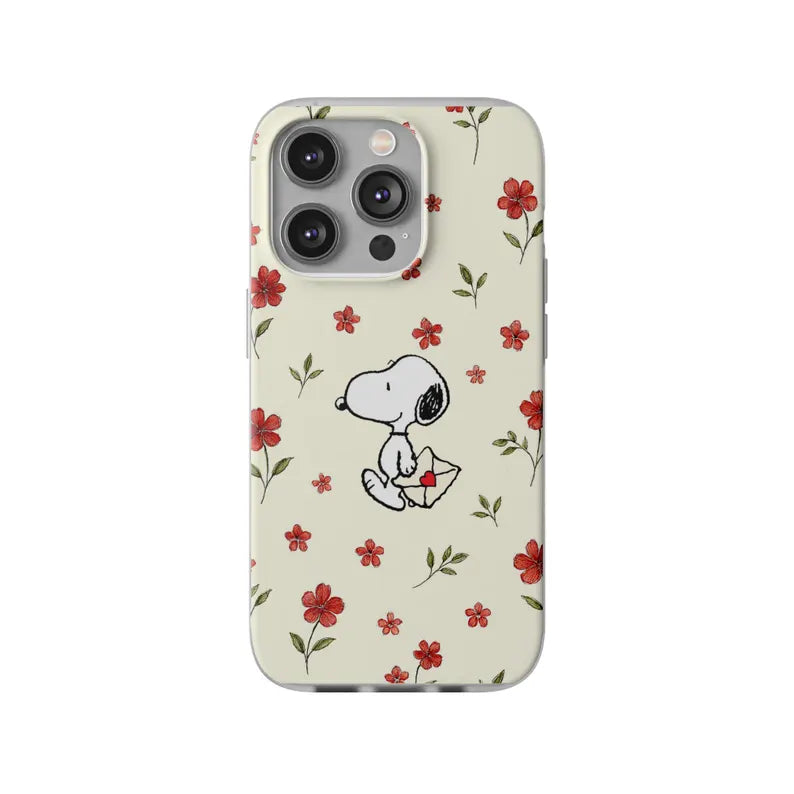 Snoopy with Love Letter Phone Case - Cute Peanuts Cartoon Shockproof Clear Cover for iPhone