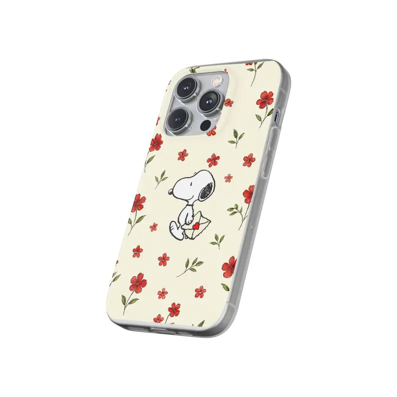 Snoopy with Love Letter Phone Case - Cute Peanuts Cartoon Shockproof Clear Cover for iPhone