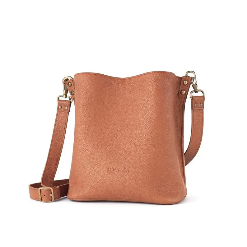 Full Grain Leather Bucket Tote: Handmade Adjustable Crossbody Purse