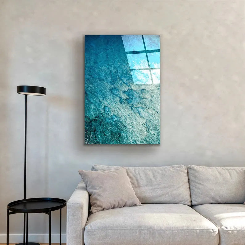 Turquoise Ocean Aerial Metal Print - Glossy Aluminum Coastal Wall Art & Vibrant Blue Sea Decor