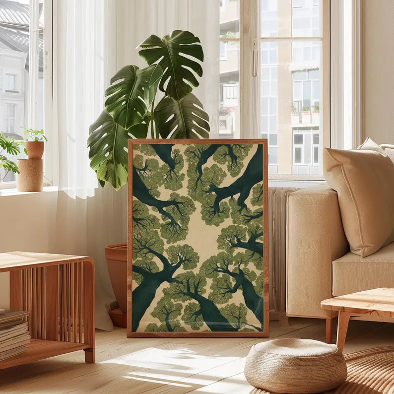 Forest Landscape Print - Canopy Trees Wall Art & Serene Green Nature Poster