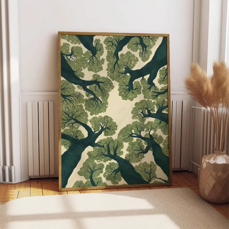 Forest Landscape Print - Canopy Trees Wall Art & Serene Green Nature Poster