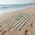 Cute Frog Beach Towel - Personalized Pool Towel with Pink & Green Stripes & Custom Printed Gift for Girls