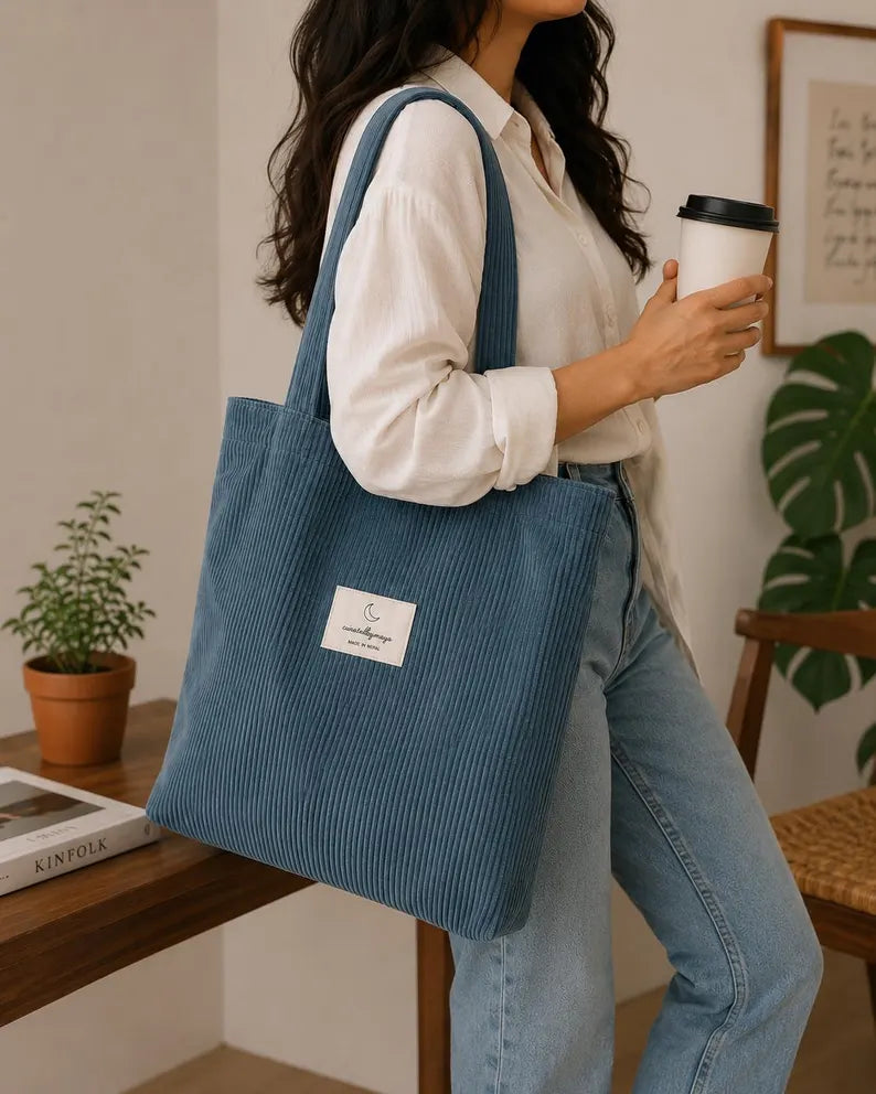 Everyday Shoulder Bag with Pockets - Large Capacity Canvas Tote & Reader Book Lover Gift Bag