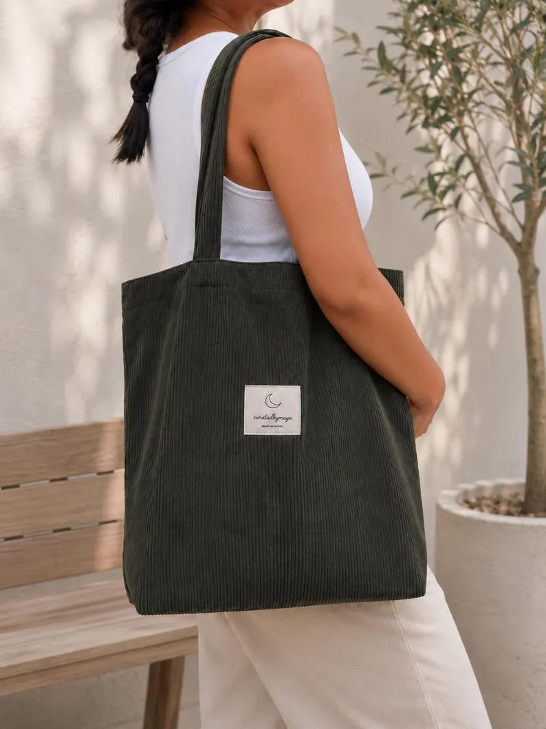 Everyday Shoulder Bag with Pockets - Large Capacity Canvas Tote & Reader Book Lover Gift Bag